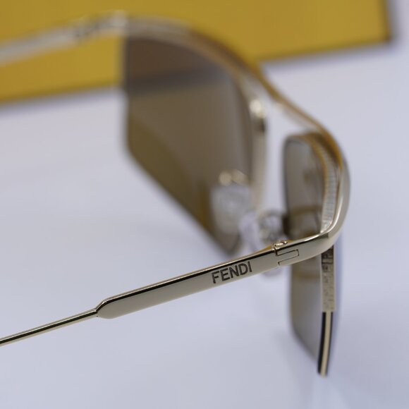 Fendi FE40141U 32E Rectangle Sunglasses - Gold/Brown - Picture 11 of 12